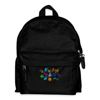 Bunte Reptilien Sammlung Chamäleon Echse Geckos - Kinder Rucksack - Schwarz - Vorne