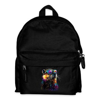 Biber Motiv Biberflüsterer Nagetiere Süßer Biber - Kinder Rucksack - Schwarz - Vorne