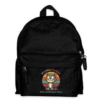 Cat - It's fine - I'm fine - Everything is fine - Kids' Backpack - black - Front
