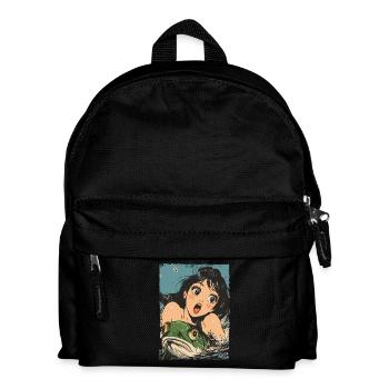 Cartoon Mermaid and Green Fish - Kids' Backpack - black - Front