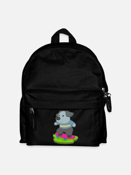 Hund Skater Skateboard - Kinder Rucksack - Schwarz