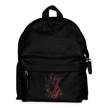 Dessin au trait du joueur de saxophone - Sac à dos Enfant - noir - Devant