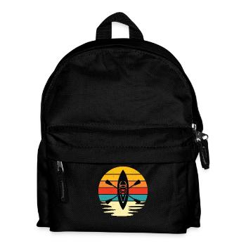 Retro Sonnenuntergang Kajakfahren - Kinder Rucksack - Schwarz - Vorne