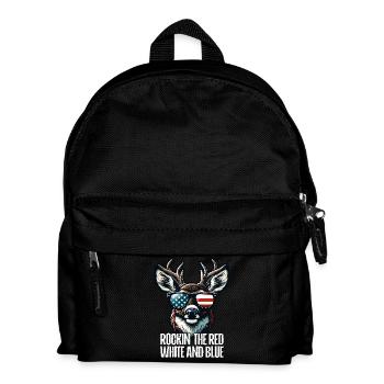 4th of July Hirsch patriotisches Outfit USA Flagge - Kinder Rucksack - Schwarz - Vorne