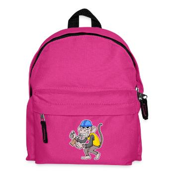 Construction Site Monkey Funny Craftsman - Kids' Backpack - fuchsia - Front