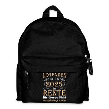 Rente 2025 Ruhestand Geschenk Idee - Kinder Rucksack - Schwarz - Vorne