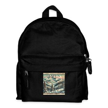 Aspen Skigebiet Ski Snowboard Winter Vintage - Kinder Rucksack - Schwarz - Vorne