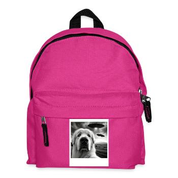 Great Pyrenees Funny Graphic Selfie with UFOs Weir - Kids' Backpack - fuchsia - Front