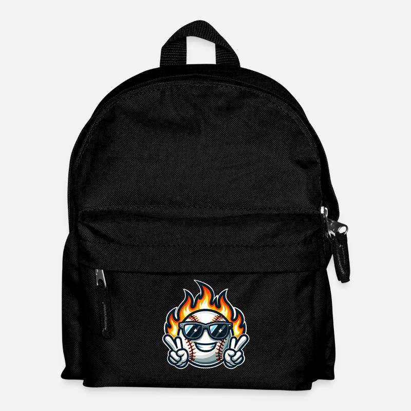 Baseball Flammen - Kinder Rucksack - Schwarz