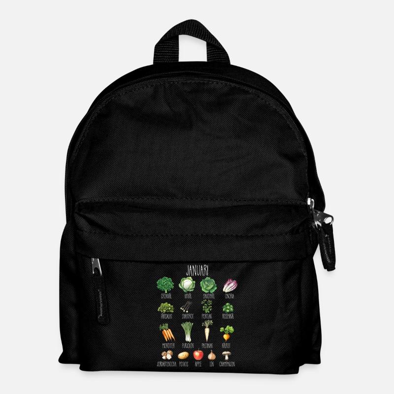 January Seasonal Fruit and Vegetable Collage - Kids' Backpack - black