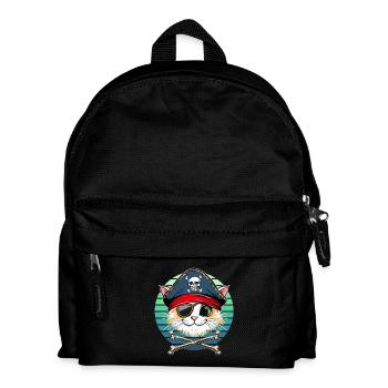 Karneval Katze Pirat Kostüm Kinder Alaaf Helau - Kinder Rucksack - Schwarz - Vorne