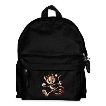 Lustige Retro Cartoon Katze Spielt Tischtennis - Kinder Rucksack - Schwarz - Vorne
