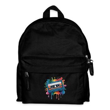 80s Retro Cassette Splash Classic Cassette Tape - Kinder Rucksack - Schwarz - Vorne