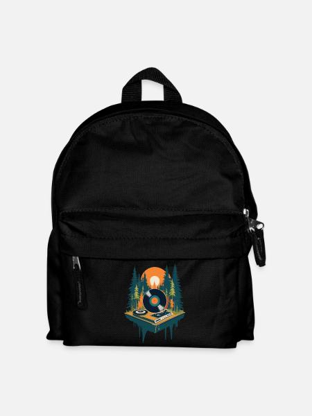 Musik Retro Streetwear Plattenspieler - Kinder Rucksack - Schwarz