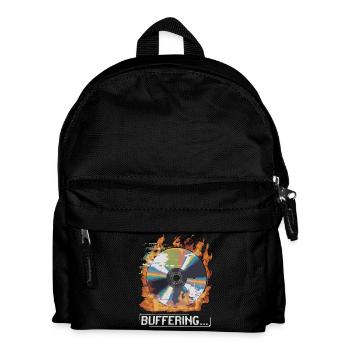 Buffering... Flamingo Glitched CD Retro Design - Kids' Backpack - black - Front