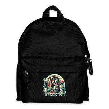 Techno-Wolf: Electronic Music Beats - Kids' Backpack - black - Front