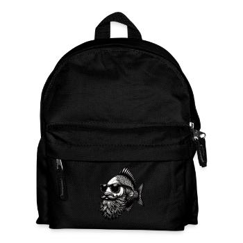 Cool Hipster Poisson Homme Carpe Moustache Chapeau - Sac à dos Enfant - noir - Devant
