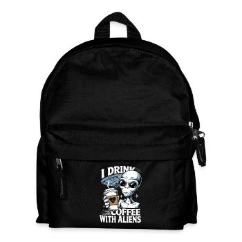 Witziges Ich trinke Kaffee mit Aliens - Kinder Rucksack - Schwarz - Vorne