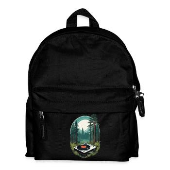 Musik Streetwear Outfit Natur Vinyl Plattenspieler - Kinder Rucksack - Schwarz - Vorne