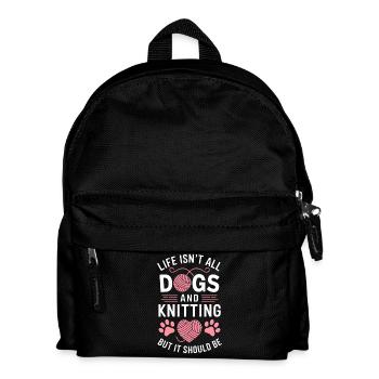 Stricken Spruch Hunde Lustiges Stricken Geschenk - Kinder Rucksack - Schwarz - Vorne