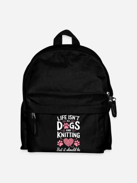 Knitting Saying Dogs Funny Knitting Gift - Kids' Backpack - black