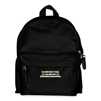 Ich Bin Nicht Faul - Ich Bin ein Energiesparwunder - Kinder Rucksack - Schwarz - Vorne