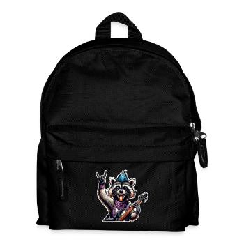 Waschbär Rock and Roll Gitarrist - Kinder Rucksack - Schwarz - Vorne