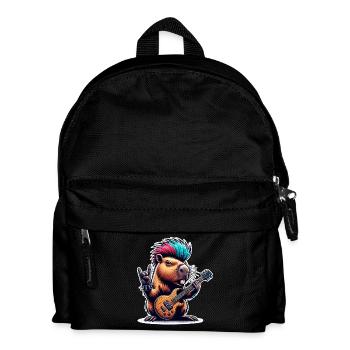 Capybara Rock and Roll Gitarrist - Kinder Rucksack - Schwarz - Vorne