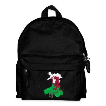 Flag of Wales, Welsh pride - Kids' Backpack - black - Front