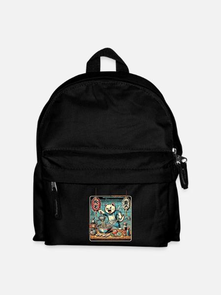 Ramen Nudeln Katze Kawaii Retro Ukiyo-E - Kinder Rucksack - Schwarz