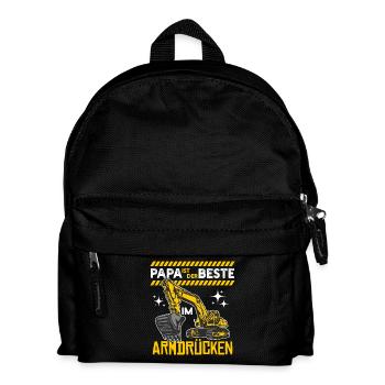 Papa Ist Der Beste Im Armdrücken Bagger Vatertag - Kinder Rucksack - Schwarz - Vorne