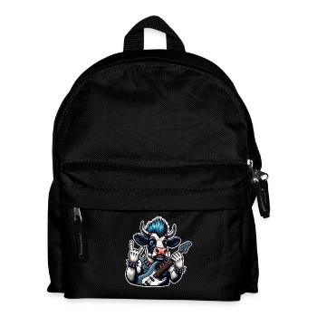 Kuh Rock and Roll Gitarrist - Kinder Rucksack - Schwarz - Vorne