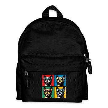 Frenchie Pop Art Bubbles, Pancake, Chonk, Nibbles - Kids' Backpack - black - Front