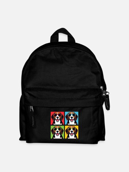 Pop Art Beagle, Glückseligkeit, Benny, Bagel, Mohn, Waggly - Kinder Rucksack - Schwarz