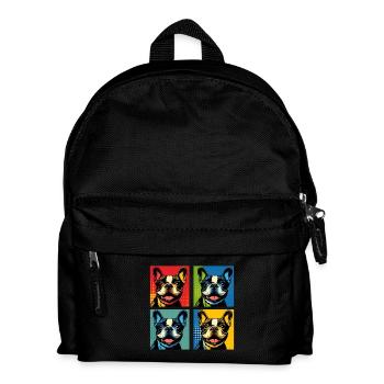 Frenchie Pop Art Bubbles, Pancake, Chonk, Nibbles - Kids' Backpack - black - Front