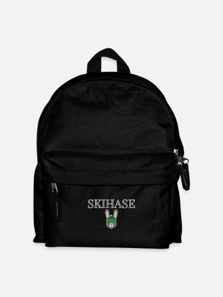 Skihase Winter Hase - Kinder Rucksack - Schwarz