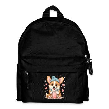 Corgi Chien Milkshake En Amour Chien Bonnet Amour - Sac à dos Enfant - noir - Devant
