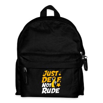 Taub Taubheit Deaf Gebärdensprache - Kinder Rucksack - Schwarz - Vorne
