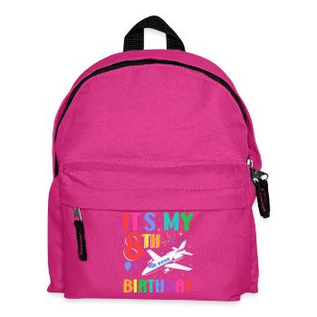 It's My 8th Birthday Flugzeug Party - Kinder Rucksack - Fuchsia - Vorne