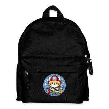 Feuerwehrmann Katze - Kinder Rucksack - Schwarz - Vorne