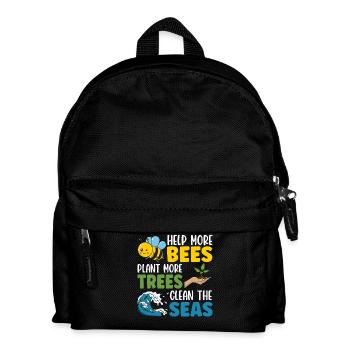 Helfen Sie mehr Bienen, pflanzen Sie mehr Bäume, reinigen Sie die Meere - Kinder Rucksack - Schwarz - Vorne