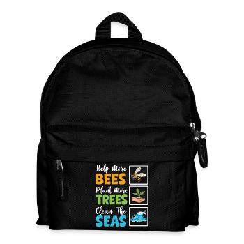 Helfen Sie mehr Bienen, pflanzen Sie mehr Bäume, reinigen Sie die Meere - Kinder Rucksack - Schwarz - Vorne