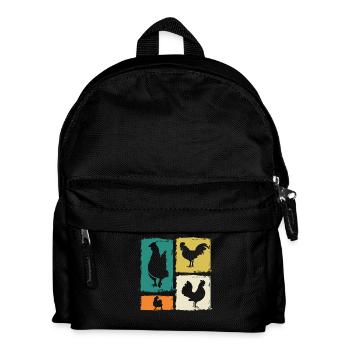 Hühner Hahn - Kinder Rucksack - Schwarz - Vorne