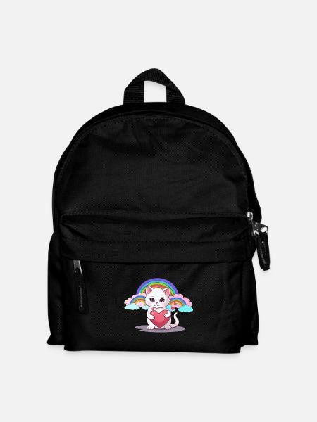 Cat Cats Heart Hearts Rainbow Kids Child - Kids' Backpack - black
