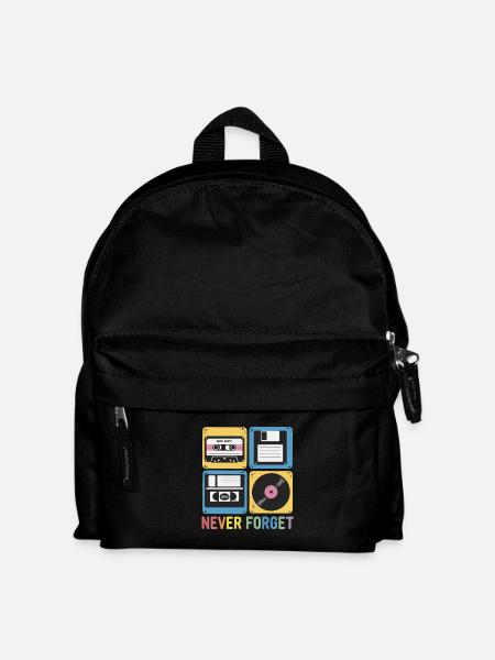 Never Forget 80er Jahre Mix Tape Diskette VHS - Kinder Rucksack - Schwarz