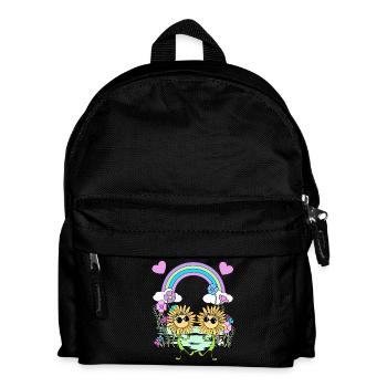 Regenbogen Hippie Sonnenblumen Kinder - Kinder Rucksack - Schwarz - Vorne