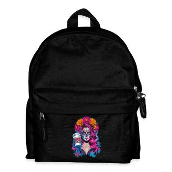 Dia de los Muertos Coffee with Beautiful Woman from - Kids' Backpack - black - Front