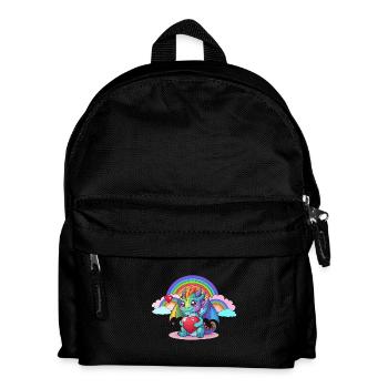 Drache Drachen Regenbogen Kinder Kind - Kinder Rucksack - Schwarz - Vorne