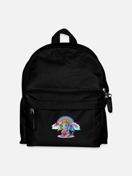 Drache Drachen Regenbogen Kinder Kind - Kinder Rucksack - Schwarz