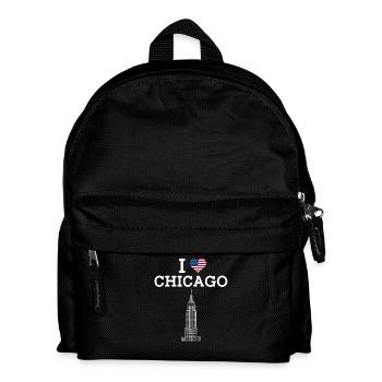 Ich liebe Chicago Estate Building Heart Flag Illinois - Kinder Rucksack - Schwarz - Vorne